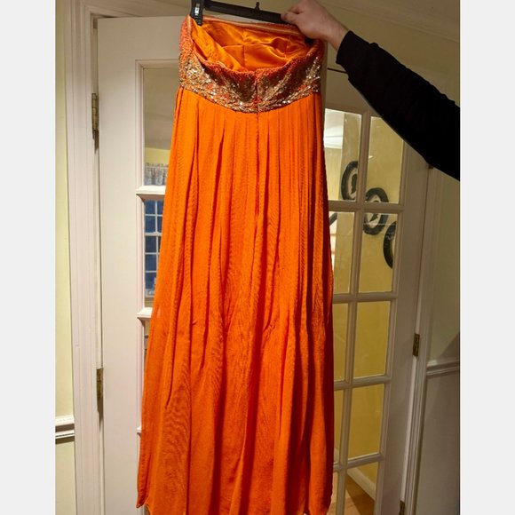 Aidan Mattox Orange Beaded Gown - Picture 3 of 5